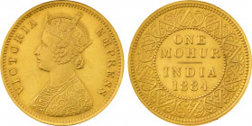 1884-(C) India. British India Mohur Victoria, Calcutta mint. KM-496. 11.60 g. Grade: AU/UNC