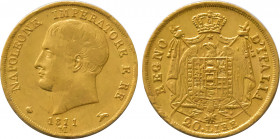 1811-M Italy 20 Lire Napoleon I. KM-11. 6.40 g. Grade: XF/AU