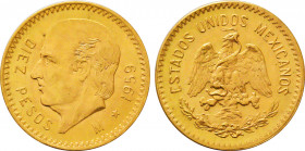 1959 Mexico 10 Pesos Estados Unidos. KM-473. 8.30 g. Grade: AU/UNC
