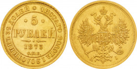 1873 CПБ-HI Russia 5 Roubles Alexander II. KM-YB26. 6.50 g. Grade: AU/UNC