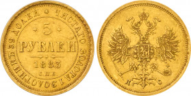 1883 СПБ-ДC Russia 5 Roubles Alexander III. KM-Y26. 6.50 g. Grade: AU/UNC
