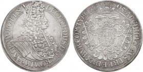 1695 Austria Taler Leopold I, Vienna. KM-1275.3. 28.40 g. Grade: XF/AU