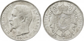 1853 France ESSAI 5 Francs Napoleon III. MAZ-1631. 23.80 g. Grade: XF/AU