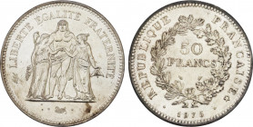 1975 France 50 Francs Republic. KM-941. 30.00 g. Grade: AU/UNC