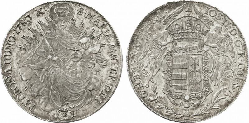 1783-B Hungary Taler Joseph II. KM-395.1. 28,00 g. Grade: XF/AU