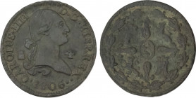 1806 Spain 4 Maravedis Charles IV. Cal-1518. Copper 5,30 g. Grade: VF/XF