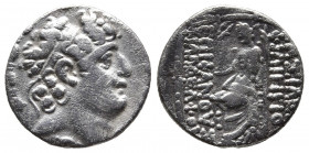 SELEUKID KINGS OF SYRIA. Philip I Philadelphos, circa 95/4-76/5 BC. Tetradrachm uncertain mint in Cilicia, likely Tarsos.
Obv: Diademed head of Philip...
