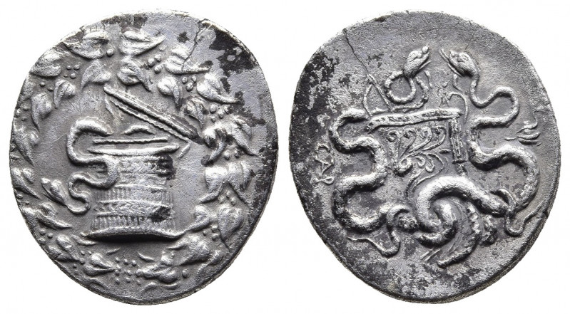 Lydia, Sardes AR Cistophoric Tetradrachm. Circa 150-135 BC. 
Obv: Cista mystica ...