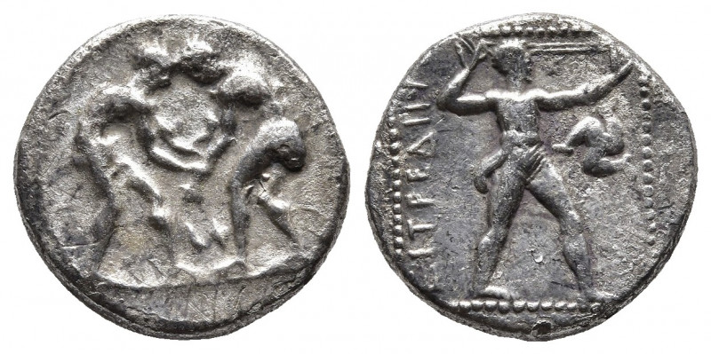 PAMPHYLIA. Aspendos. Stater (Circa 380/75-330/25 BC).
Obv: Two wrestlers grappli...