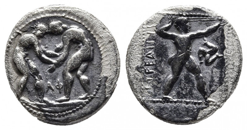 PAMPHYLIA. Aspendos. Stater (Circa 380/75-330/25 BC).
Obv: Two wrestlers grappli...