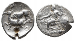 CILICIA. Tarsos. Mazaios, satrap of Cilicia, 361/0-334 BC. Stater.
Obv: B'LTRZ (Aramaic) Baaltars seated left on backless throne, holding grain ear an...