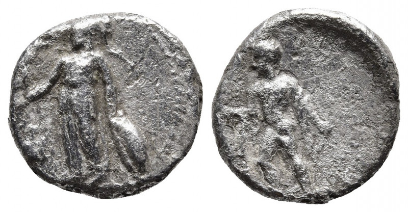 PAMPHYLIA. Side. Stater (Circa 400-350 BC).
Obv: Athena standing left, supportin...