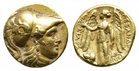 KINGS OF MACEDON. Alexander III 'the Great', 336-323 BC. Stater, struck under Antigonos I Monophthalmos, Babylon, c. 315-311. 
Obv: Head of Athena to ...