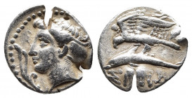 PAPHLAGONIA. Sinope. Circa 330-300 BC. Drachm. Uncertain magistrate.
Obv: Head of the nymph Sinope to left, her hair bound in a sakkos and wearing a t...