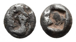 Kingdom of, Darius I, (510-486 B.C.) or later, silver obol or sixth siglos, issued 500-485 B.C..
Obv: king as bearded archer kneeling to right with sp...