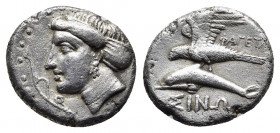PAPHLAGONIA. Sinope. Circa 330-300 BC. Drachm. Magistrate Phageta... 
Obv: Head of the nymph Sinope to left, her hair bound in a sakkos, wearing tripl...