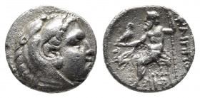 KINGS of MACEDON. Philip III Arrhidaios. 323-317 BC. AR Drachm. Teos mint. Struck under Menander or Kleitos, circa 323-319 BC.
Obv: Head of Herakles r...