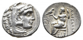 Kingdom of Macedon, Antigonos I Monophthalmos AR Drachm. In the name and types of Alexander III. Magnesia ad Maeandrum, circa 319-305 BC. 
Obv: Head o...