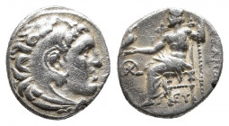 Caria, Mylasa AR Drachm. In the name and types of Alexander III. Circa 310-300 BC. 
Obv: Head of Herakles to right, wearing lion skin headdress.
Rev: ...