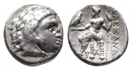 Kingdom of Macedon, Philip III Arrhidaios AR Drachm. Struck under Menander or Kleitos, in the name and types of Alexander III. Sardes, circa 323-319 B...