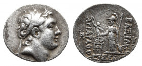 Kings of Cappadocia. Eusebeia-Mazaka. Ariarathes V Eusebes Philopator 163-130 BC. Drachm AR.
Obv: Diademed head of Ariarathes to right.
Rev: Athena st...