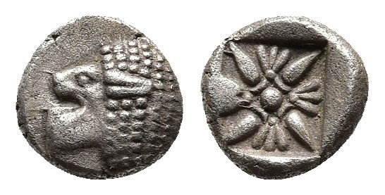 IONIA. Miletos. Obol or Hemihekte (Late 6th-early 5th centuries BC).
Obv: Forepa...