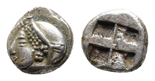IONIA. Phokaia. Obol (Circa 625/0-522 BC).
Obv: Female head left, wearing helmet...