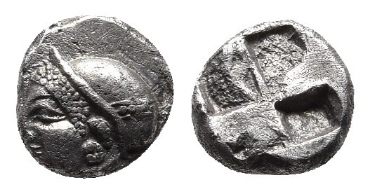 IONIA. Phokaia. Obol (Circa 625/0-522 BC).
Obv: Female head left, wearing helmet...