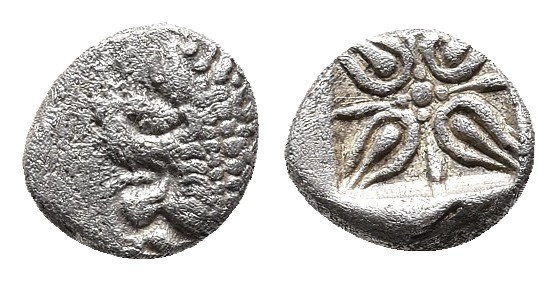 SATRAPS OF CARIA. Hekatomnos, circa 392/1-377/6 BC. Obol.
Obv: Head and front le...