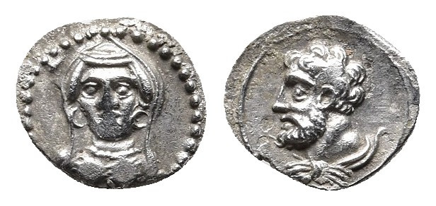 CILICIA. Uncertain. 4th century BC. Obol. 
Obv: Veiled and draped female bust (A...