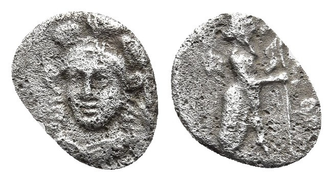 CILICIA. Uncertain. 4th Century BC. Obol.
Head of Athena facing slightly left, w...