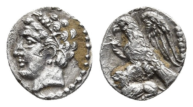 CILICIA. Uncertain. Obol (4th century BC).
Obv: Youthful male head left, wearing...