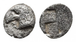 AEOLIS. Kyme. Hemiobol (Circa 480-450 BC).
Obv: K - Y. Head of eagle left.
Rev: Quadripartite incuse square.
SNG Copenhagen 31; Klein 333.

Weight: 0....