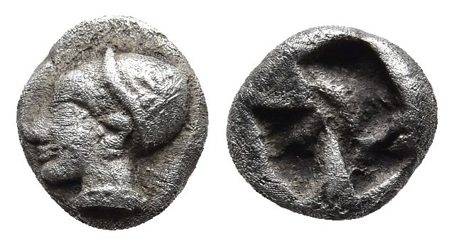 IONIA. Phokaia. Obol (Circa 625/0-522 BC).
Obv: Female head left, wearing helmet...