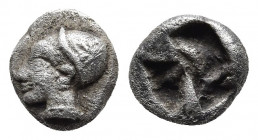 IONIA. Phokaia. Obol (Circa 625/0-522 BC).
Obv: Female head left, wearing helmet or sakkos.
Rev: Quadripartite incuse square.
SNG Kayhan -; Klein -; S...