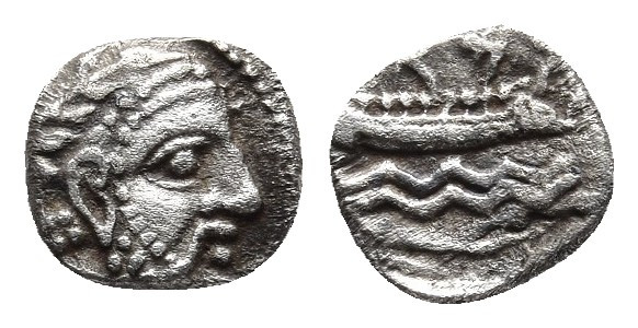 PHOENICIA. Arados. Circa 380-351/0 BC. Obol.
Obv: Laureate head of Ba'al-Arwad t...