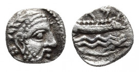 PHOENICIA. Arados. Circa 380-351/0 BC. Obol.
Obv: Laureate head of Ba'al-Arwad to right. 
Rev: ('ma' in Phoenician) Galley to right over waves. 
Betly...