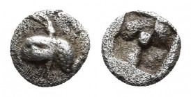 IONIA. Phokaia. Tetartemorion (Circa 600-500 BC).
Obv: Head of griffin left.
Rev: Quadripartite incuse square.
BMC 88-89.

Weight: 0.26 g.
Diameter: 5...