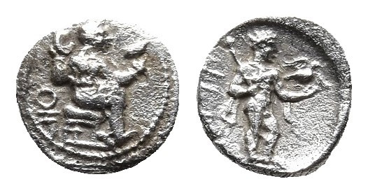 CILICIA, Tarsos. Tiribazos. Satrap of Lydia, 388-380 BC. AR Obol. 
Obv: Baal of ...