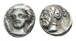 CILICIA, Tarsos. Pharnabazos. Persian military commander, 380-374/3 BC. AR Obol. Struck circa 380-379 BC. 
Obv: Female head facing slightly left, wear...