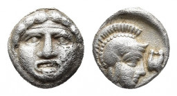 Pisidia, Selge, c. 350-300 BC. AR Obol .
Obv: Facing gorgoneion. 
Rev: Helmeted head of Athena r.; astragalos to right.
SNG BnF 1929; SNG von Aulock 5...