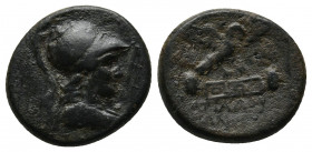 Phrygia. Apameia. ΑΤΤΑΛΟΣ ΒΙΑΝΟΡΟΣ, (Attalos, son of Bianor), magistrate circa 88-40 BC. Bronze Æ.
Obv: Bust of Athena right, wearing crested Corinthi...