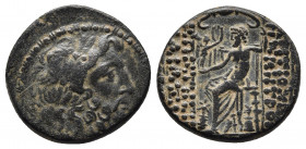 SELEUCIS & PIERIA. Antioch. Ae Tetrachalkon (63-28 BC). Uncertain date.
Obv: Laureate head of Zeus right.
Rev: ANTIOXEΩN THΣ MHTPOΠOΛEΩΣ KAI AVTONOMOV...