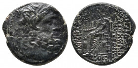 SYRIA, Seleukis and Pieria. Antioch. Under Roman Rule. Dated year 272 [Seleukid Era] (41/40 BC). 
Obv: Laureate head of Zeus right.
Rev: ΑΝΤΙΟΧΕΩΝ ΤΗΣ...