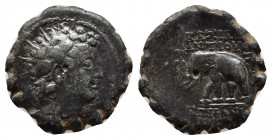 SELEUKID KINGDOM. Antiochos VI Dionysos (144-142 BC). Serrate Ae. Antioch on the Orontes.
Obv: Radiate head right, wearing ivy wreath.
Rev: ΒΑΣΙΛΕΩΣ Α...