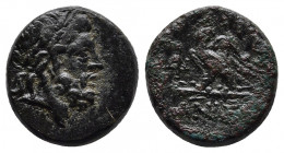 Pontos, Amisos. Time of Mithradates VI Eupator, ca. 95-90 B.C. 
Obv: Laureate head of Zeus right.
Rev: AMIΣΟΥ, eagle with open wings standing left on ...