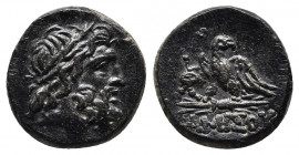 Pontos, Amisos. Time of Mithradates VI Eupator, ca. 95-90 B.C. 
Obv: Laureate head of Zeus right.
Rev: AMIΣΟΥ, eagle with open wings standing left on ...