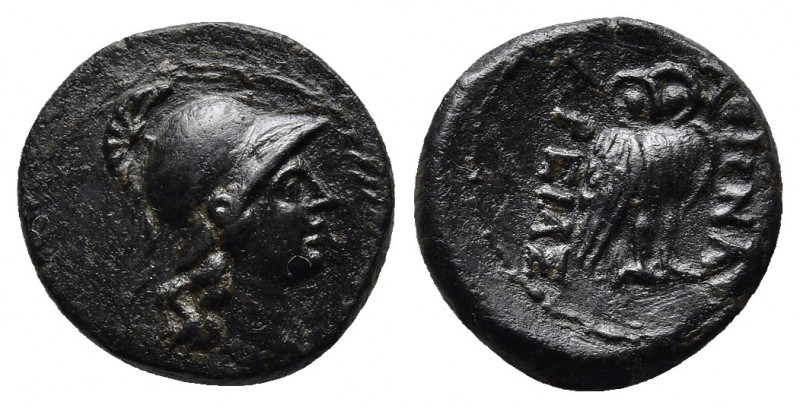 Mysia. Pergamon circa 180-150 BC.. AE Bronze.
Obv: Helmeted and draped bust of A...