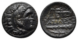 KINGS OF MACEDON. Alexander III ‘the Great’, 336-323 BC. AE Bronze, uncertain mint in western Asia Minor, circa 323-310. 
Obv: Head of Herakles to rig...