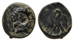 LYDIA. Blaundos? Ae (2nd century BC). 
Obv: Laureate head of Zeus right. Beautiful Countermark
Rev: Eagle standing left, head right; kerykeion to left...